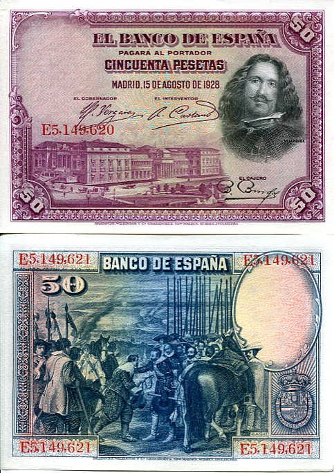 Hiszpania 50 Pesetas 1928 r. UNC