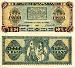 Chorwacja 1000 Kuna 1943 r. UNC-