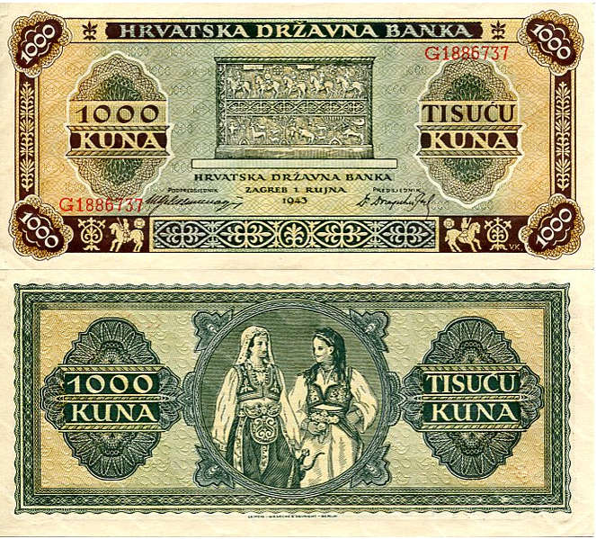 Chorwacja 1000 Kuna 1943 r. UNC-
