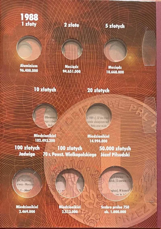 Album na monety obiegowe PRL 1986 - 1990 r. VI Tom Strona 3