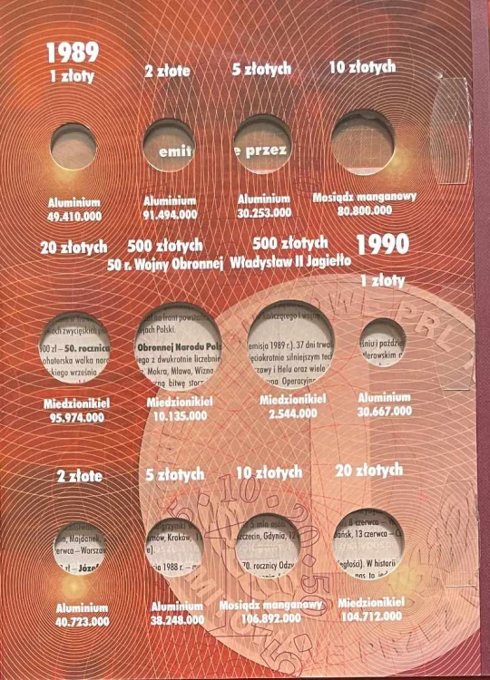 Album na monety obiegowe PRL 1986 - 1990 r. VI Tom Strona 4