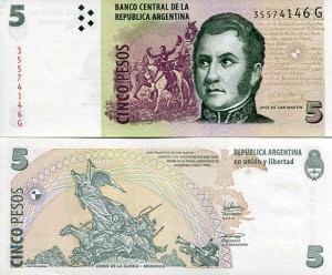 Argentyna 5 Pesos 2014 r. UNC