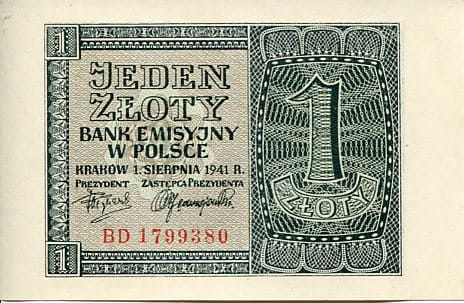 Banknot 1 zł 1941 r.