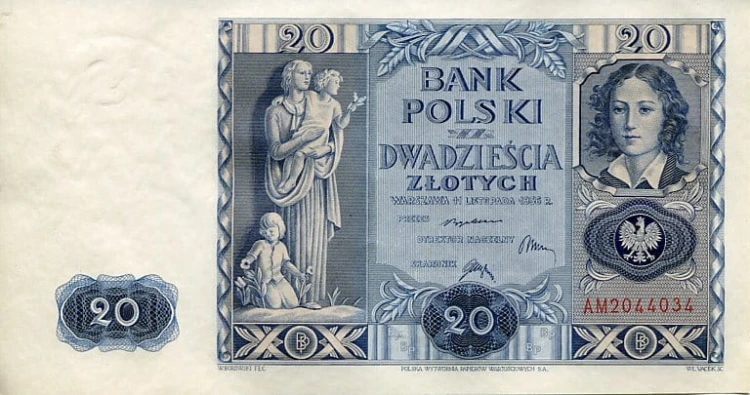 Banknot 20 zł 1936 r.