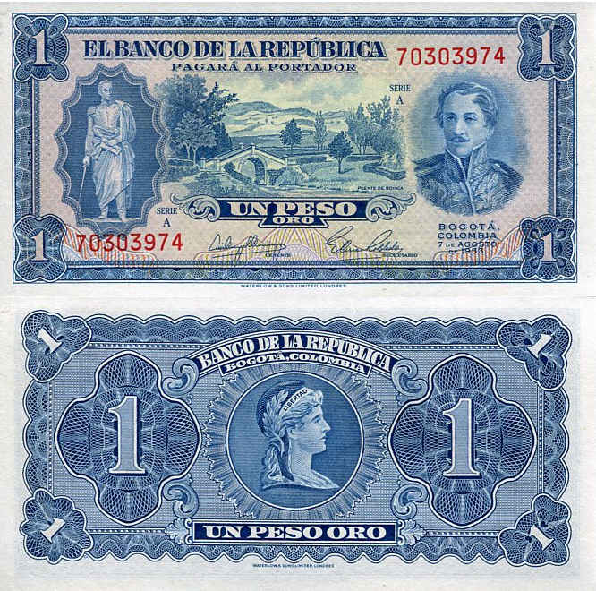 Kolumbia 1 Peso 1953 r. UNC