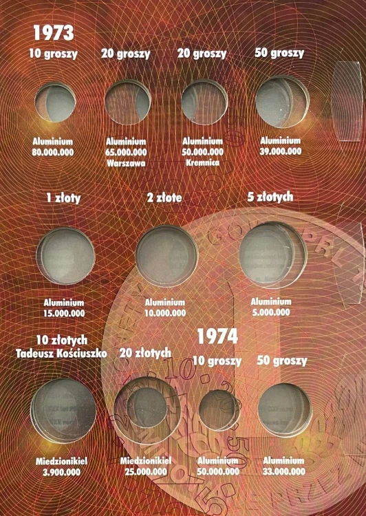 Album E-hobby na monety obiegowe PRL 1973 - 1977 r. III Tom Strona 1