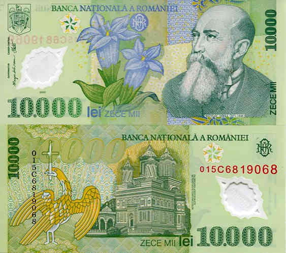 Rumunia 10 000 Lei 2000 r. Polimer UNC