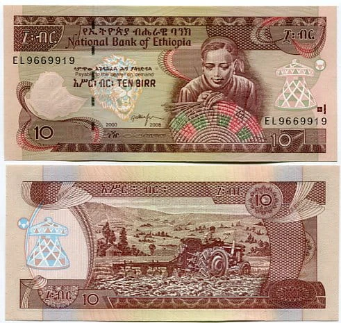 Etiopia 10 Birr 2008 r. UNC