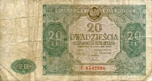 Banknot Polska 20 Złotych 1946 r. E