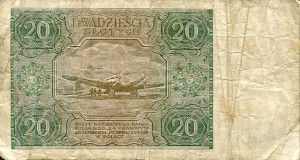 Banknot Polska 20 Złotych 1946 r. E