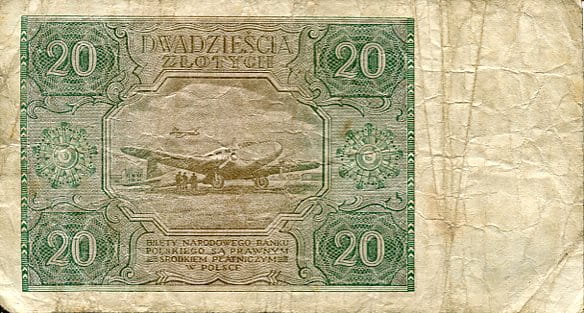Banknot Polska 20 Złotych 1946 r. E