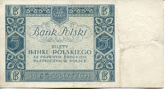 Banknot Polska 5 Złotych 1930 r. BL