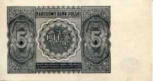 Banknot Polska 5 Złotych 1946 r.