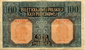 Banknot Polska 100 Marek Polskich 1916 r. "jenerał" A