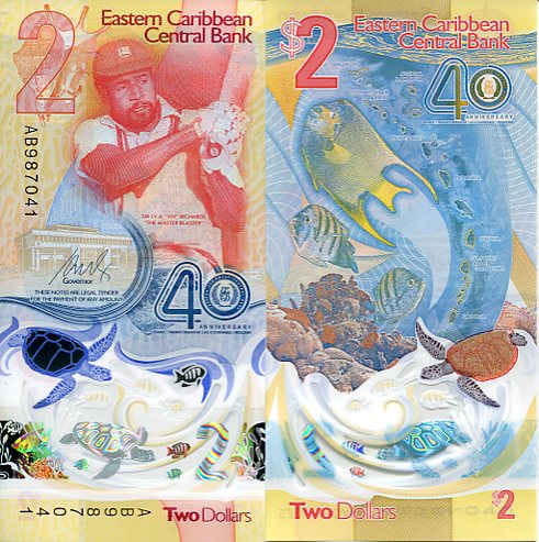 Karaiby Wschodnie 2 Dolary 2023 r. Polimer UNC
