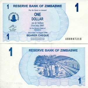 Zimbabwe 1 Dollars 2006 r. UNC