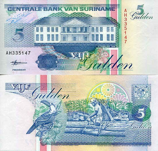 Surinam 5 Gulden 1998 r. UNC