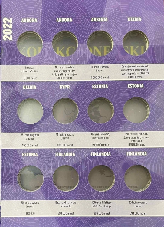 Album E-hobby na monety 2 Euro 2022 r. Tom XII Strona 1