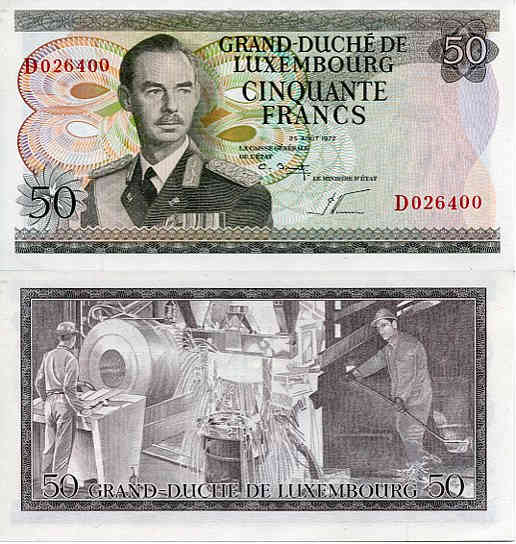 Luksemburg 50 Franków 1972 r. UNC