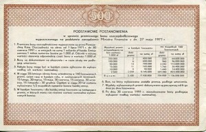 Premiowy Bon Oszczędnościowy 500 zł 1971 r.