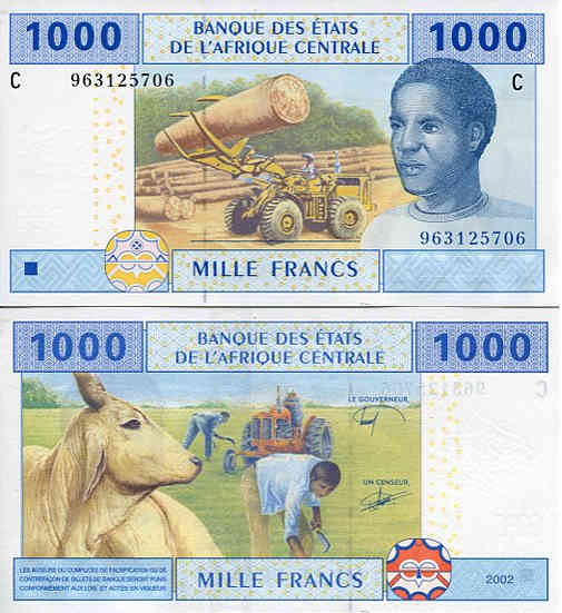 Czad 1000 Francs 2002 r. UNC