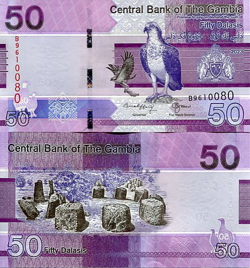 Gambia 50 Dalasis 2023 r. UNC