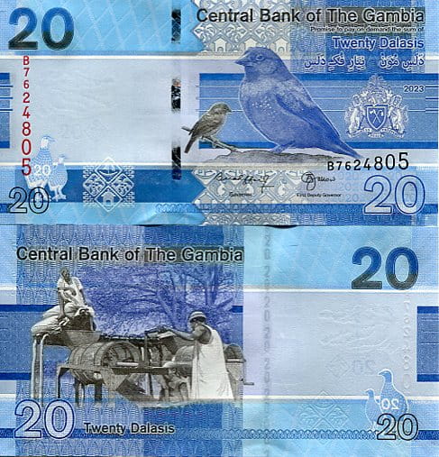 Gambia 20 Dalasis 2023 r. UNC
