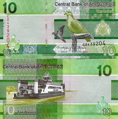 Gambia 10 Dalasis 2023 r. UNC