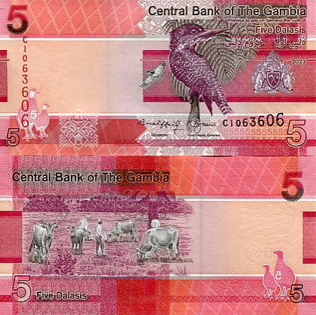 Gambia 5 Dalasis 2023 r. UNC