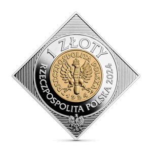 1 zł Ag 100. rocznica wprowadzenia złotego do obiegu 2024 r. Awers