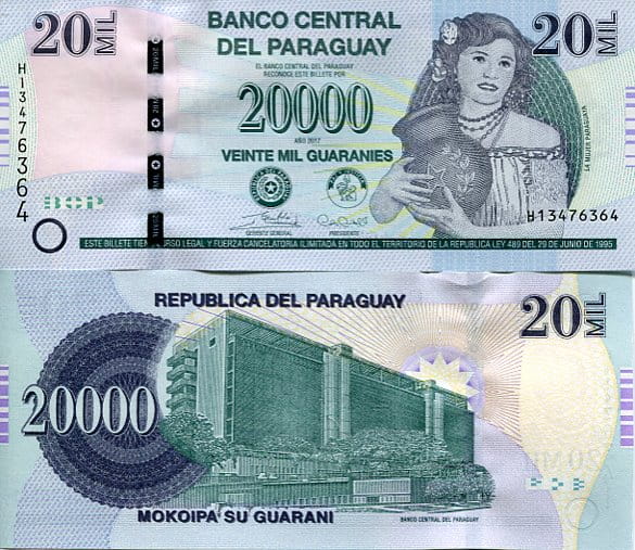 Paragwaj 20 000 Guaranies 2017 r. UNC