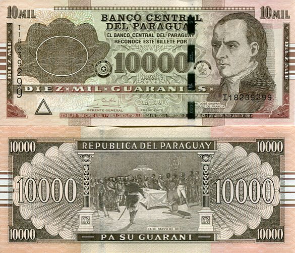 Paragwaj 10 000 Guaranies 2022 r. UNC