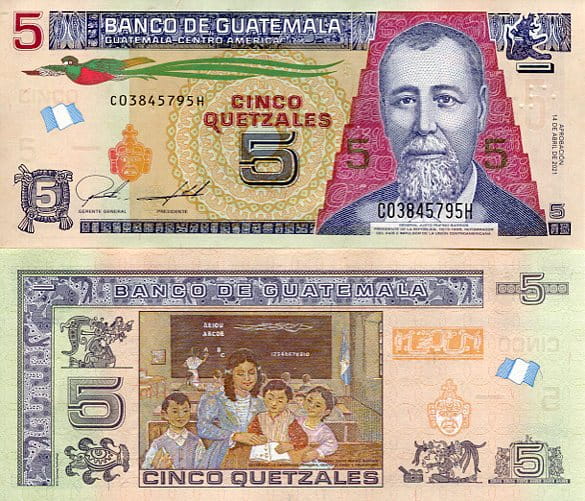 Gwatemala 5 Quetzales 2021 r. UNC