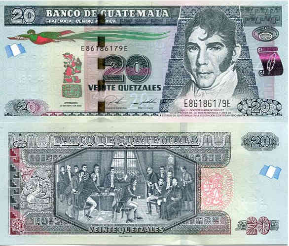 Gwatemala 20 Quetzales 2020 r. UNC