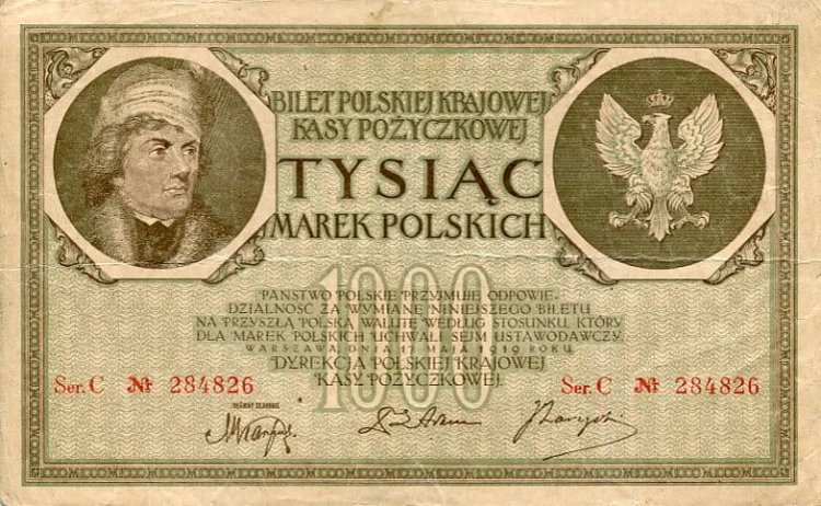 Banknot Polska 1000 Marek Polskich 1919 r. C