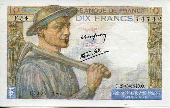 Francja 10 Francs 1949 r. UNC
