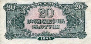 Banknot Polska 20 Złotych 1944 r. BK