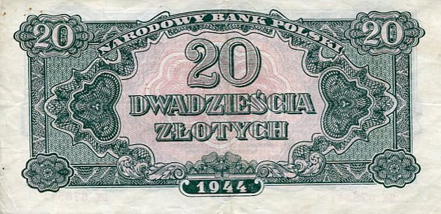 Banknot Polska 20 Złotych 1944 r. BK