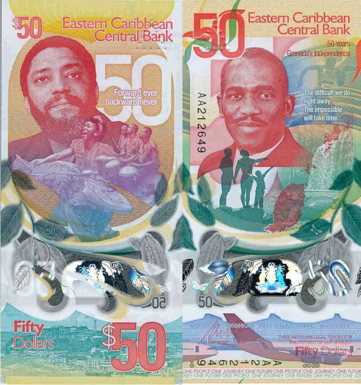 Karaiby Wschodnie 50 Dolarów 2024 r. Polimer UNC