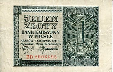 Banknot Polska 1 Złoty 1941 r. BB
