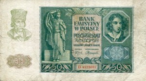 Banknot Polska 50 Złotych 1940 r. D