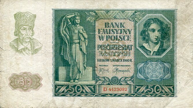 Banknot Polska 50 Złotych 1940 r. D