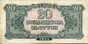 Banknot Polska 20 Złotych 1944 r.