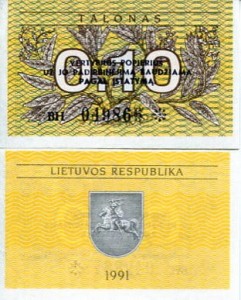 Litwa 0,1 Talonas 1991 r. UNC