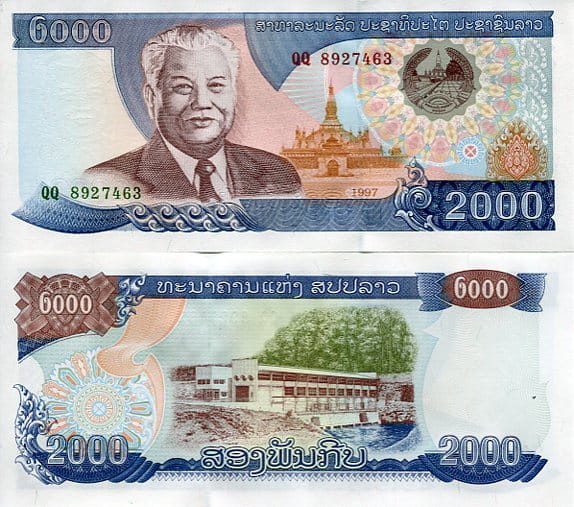 Laos 2000 Kip 1997 r. UNC