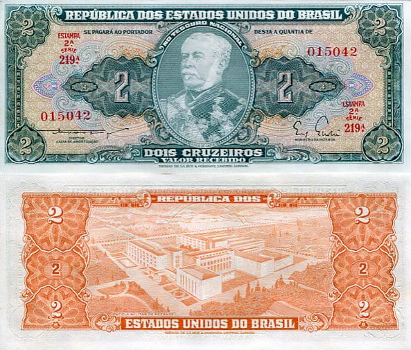 Brazylia 2 Cruzeiros 1956 r. UNC
