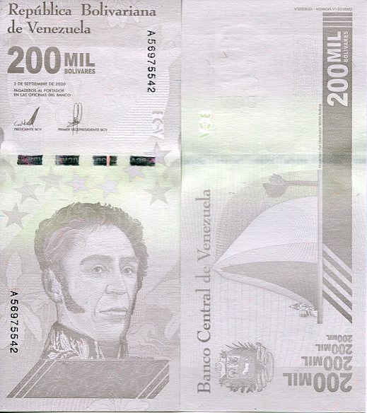 Wenezuela 200 000 Bolivares 2020 r. UNC
