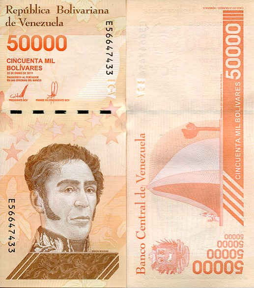 Wenezuela 50 000 Bolivares 2019 r. UNC