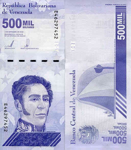 Wenezuela 500 000 Bolivares 2020 r. UNC