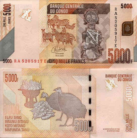 Kongo 5000 Francs 2022 r. UNC